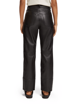 Scotch & Soda High-rise straight leg leather trousers FIT-BCK
