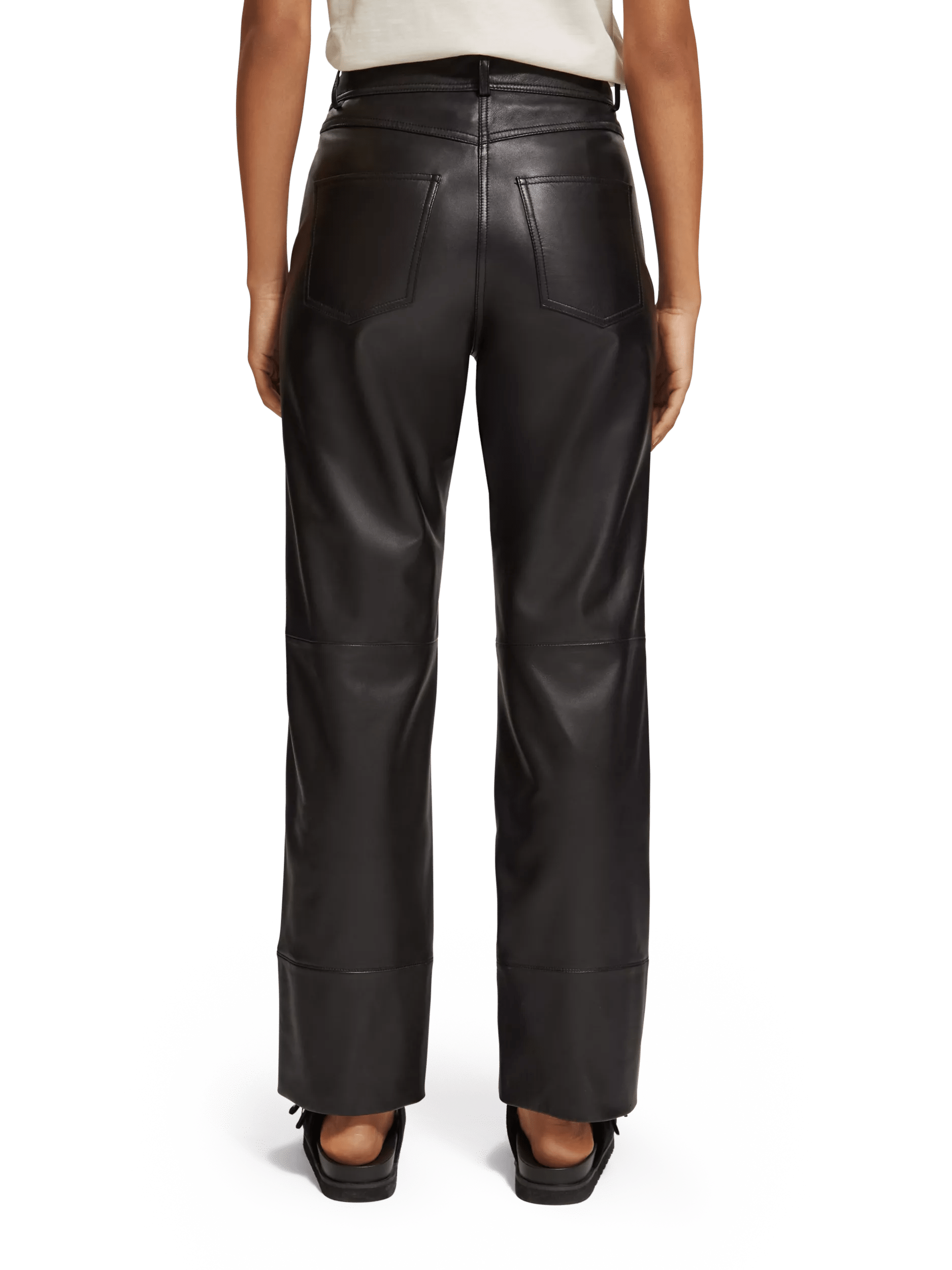 Scotch & Soda Leren broek met rechte pijpen, hoge taille FIT-BCK