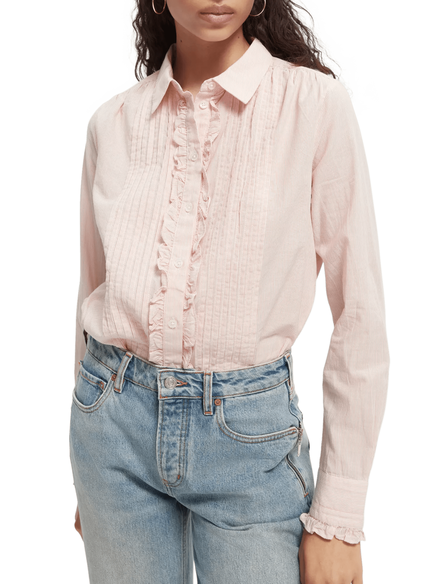 Lightweight organic cotton ruffled shirt
