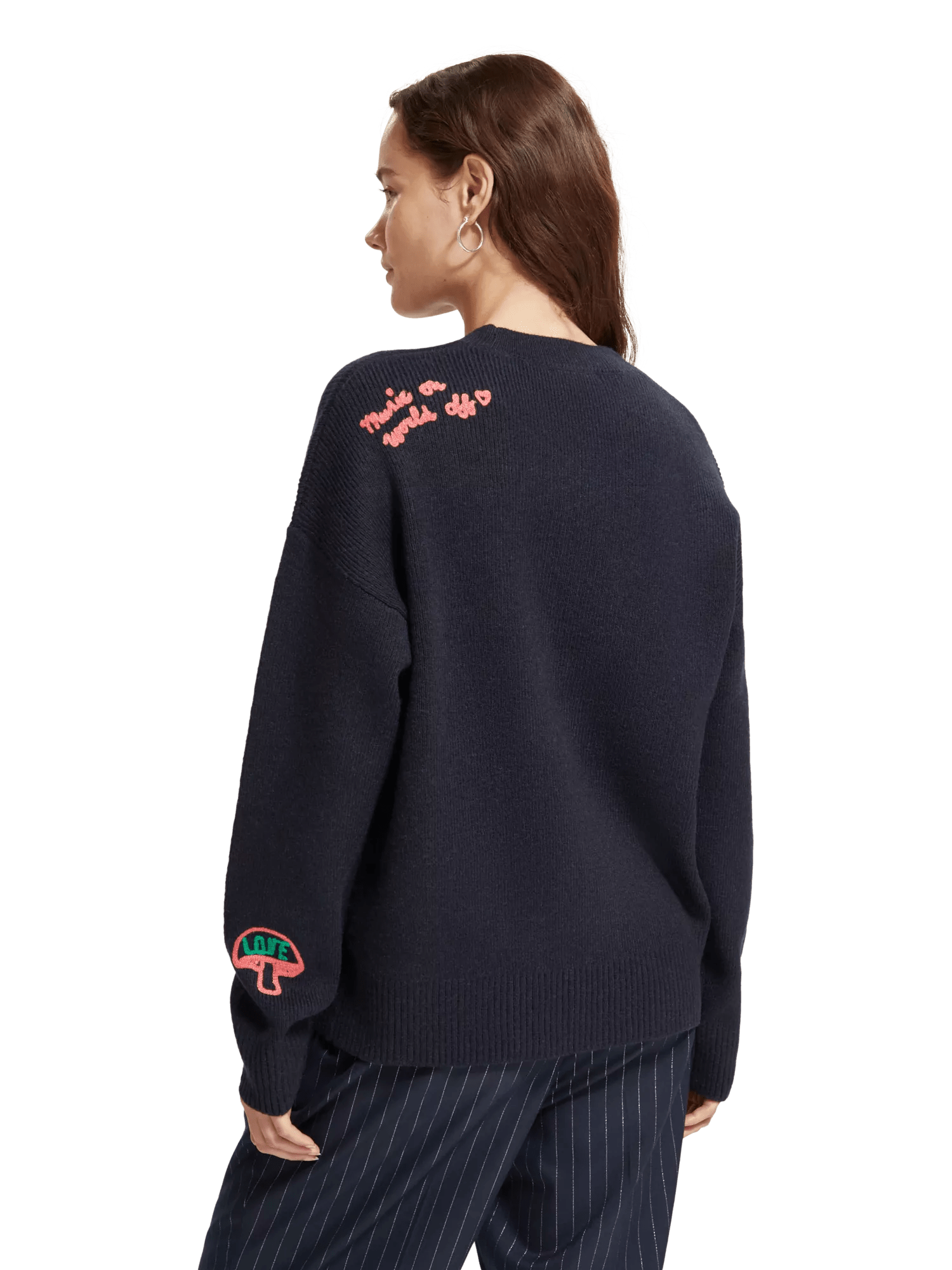 Scotch & Soda Embroidered varsity crewneck sweater MDL-BCK