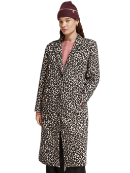 Leopard single-breasted coat