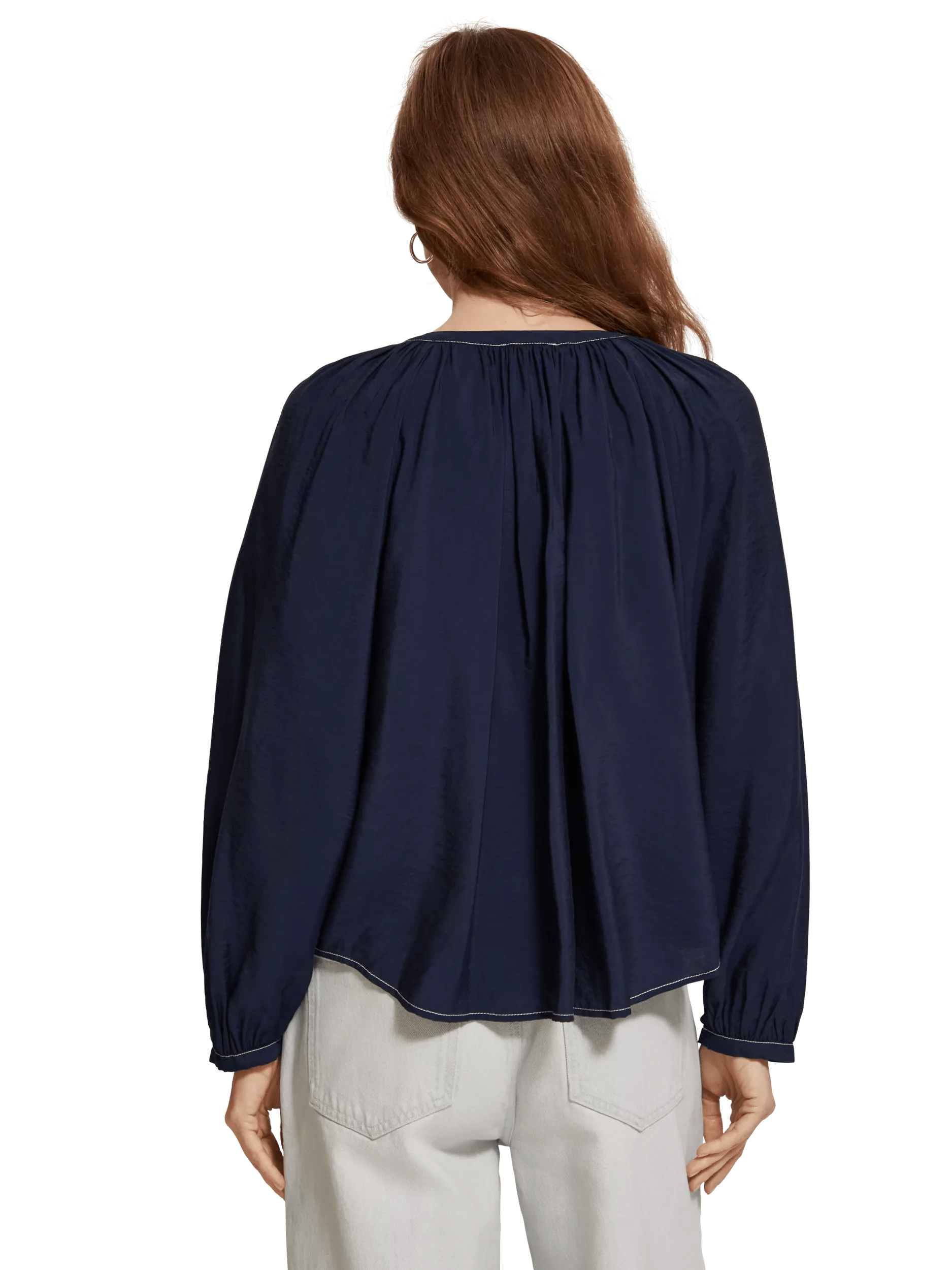 Scotch & Soda V-neck balloon-sleeved blouse MDL-BCK