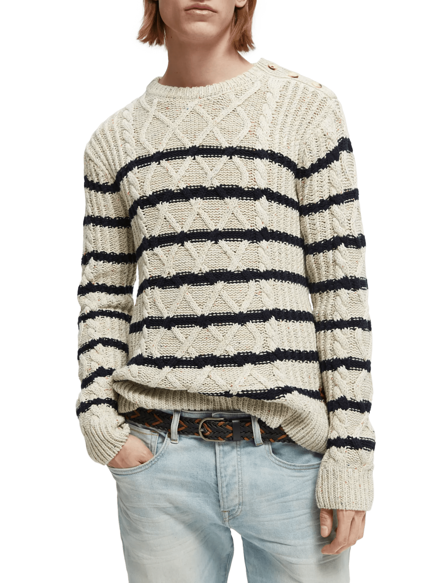 Scotch & Soda Speckled cable knit crewneck sweater NHD-CRP
