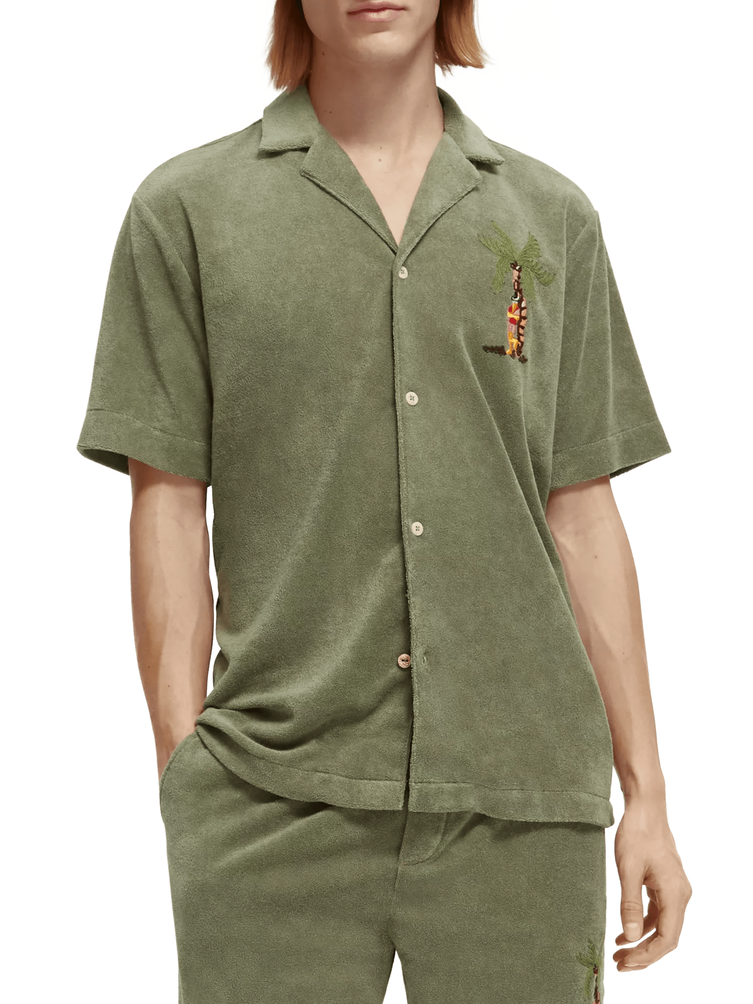 Scotch & Soda Toweling shirt with embroidery at chest NHD-CRP