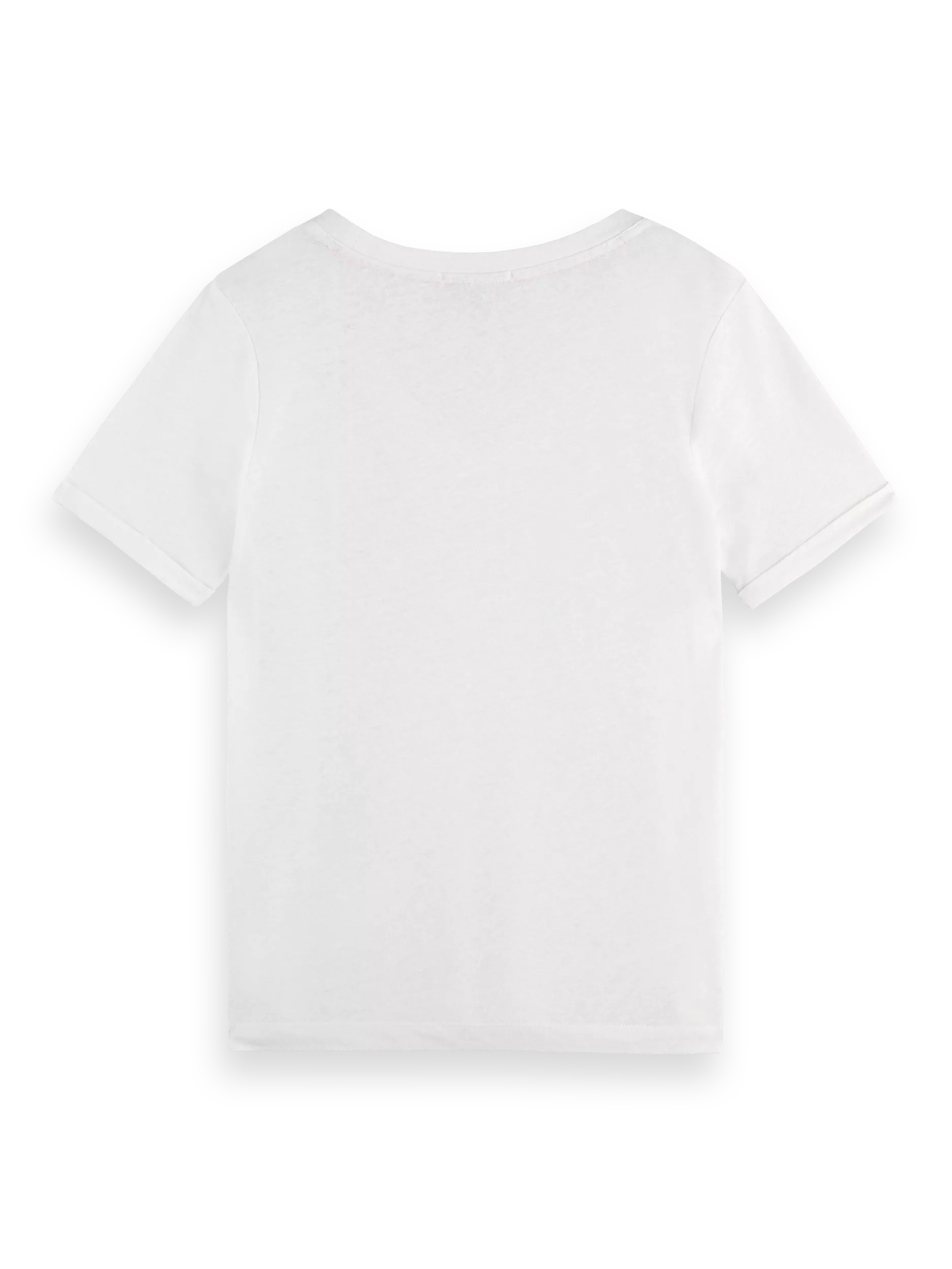 Scotch & Soda Embroidered linen-blended V-neck T-shirt BCK