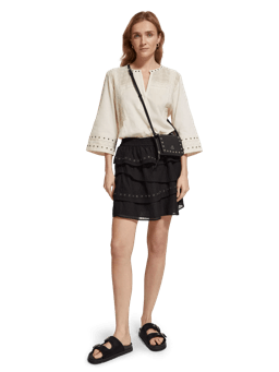 Scotch & Soda Ruffled mini skirt with eyelets MDL-FNT