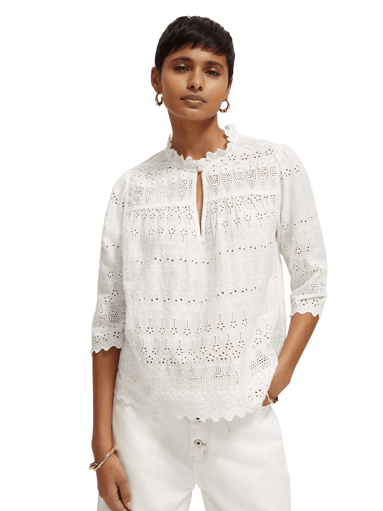 Scotch & Soda Anglaise blouse met broderie MDL-CRP