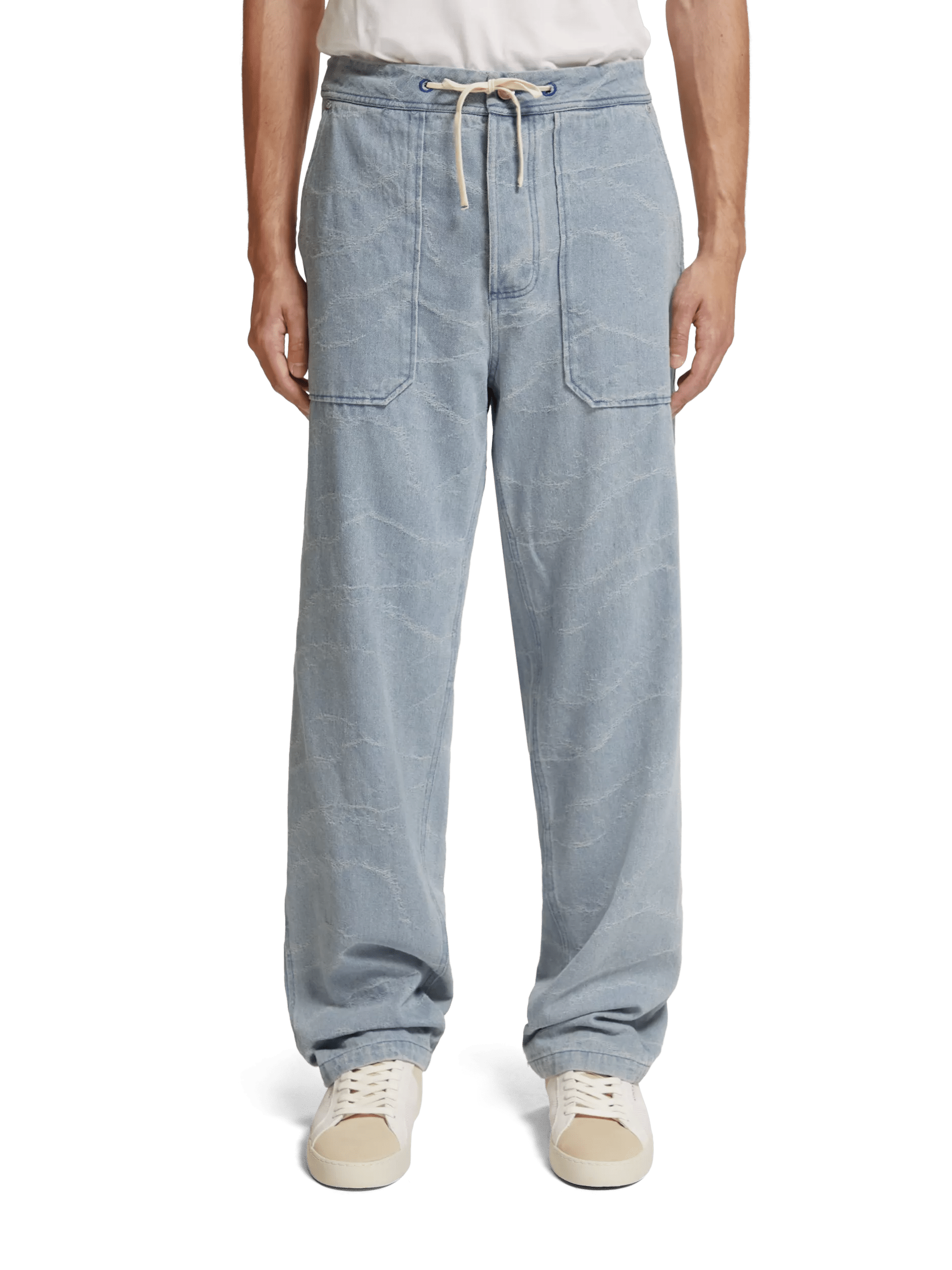 Loose tapered-fit striped seersucker chino