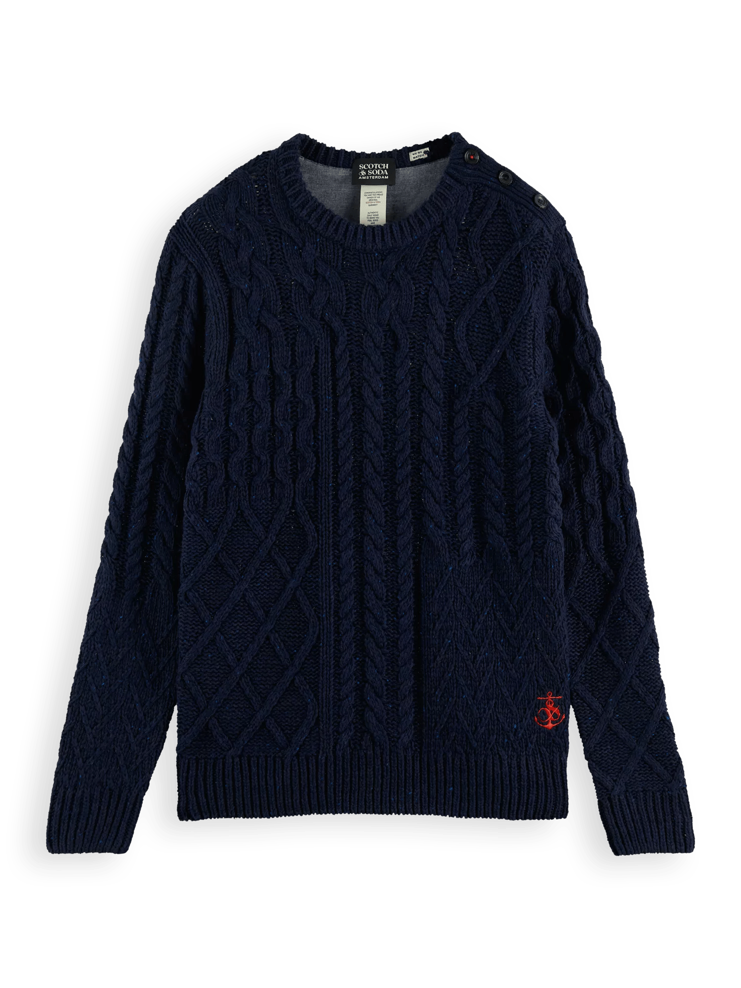 Scotch & Soda Speckled cable knit crewneck sweater FNT