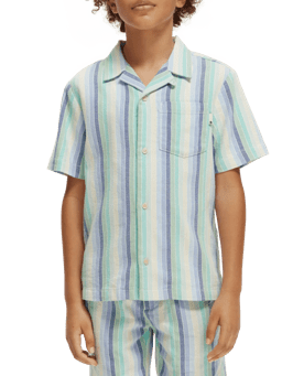 Scotch & Soda Yarn-dyed colourful stripe short-sleeved  shirt NHD-CRP