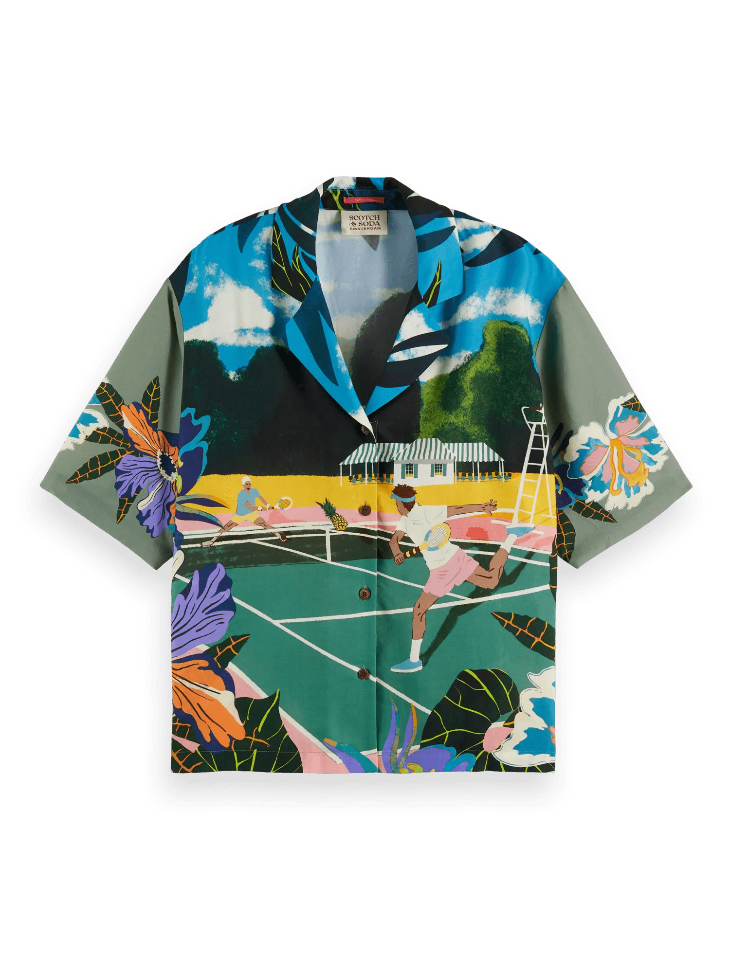 Scotch & Soda Tencel™ camp shirt with tennis print FNT