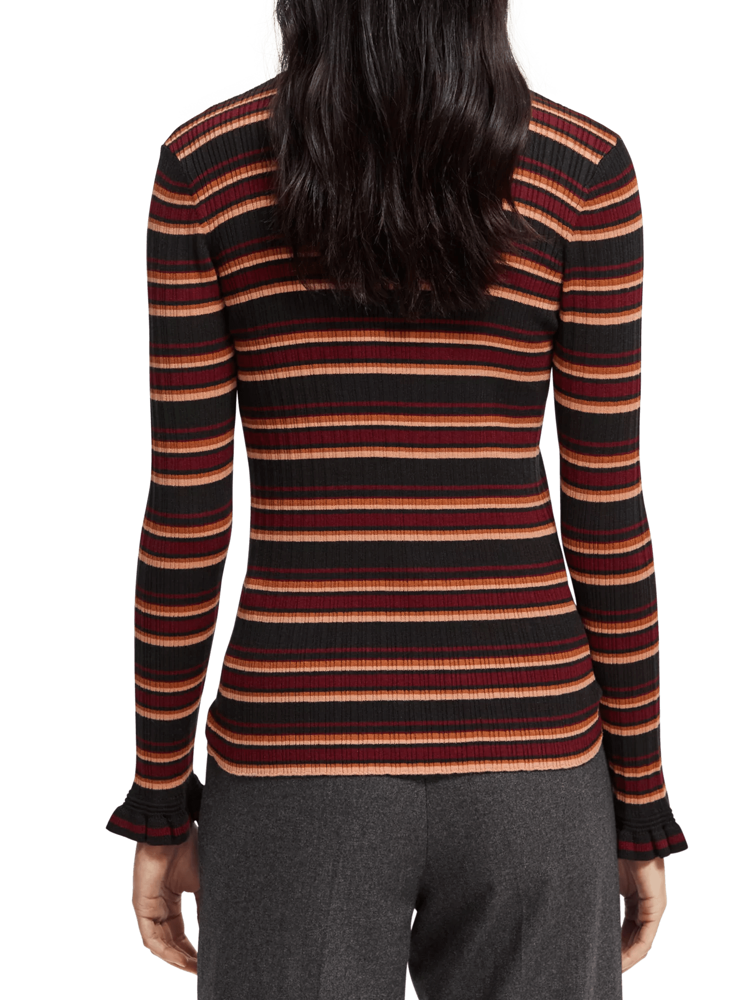 Fitted ribbed striped sweater