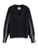 Scotch & Soda V-neck laced sweater MDL-CRP