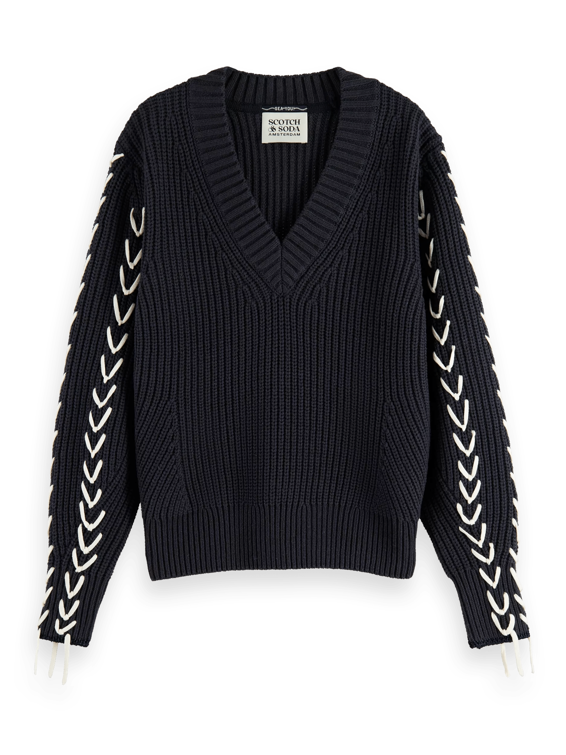 Scotch & Soda V-neck laced sweater FNT