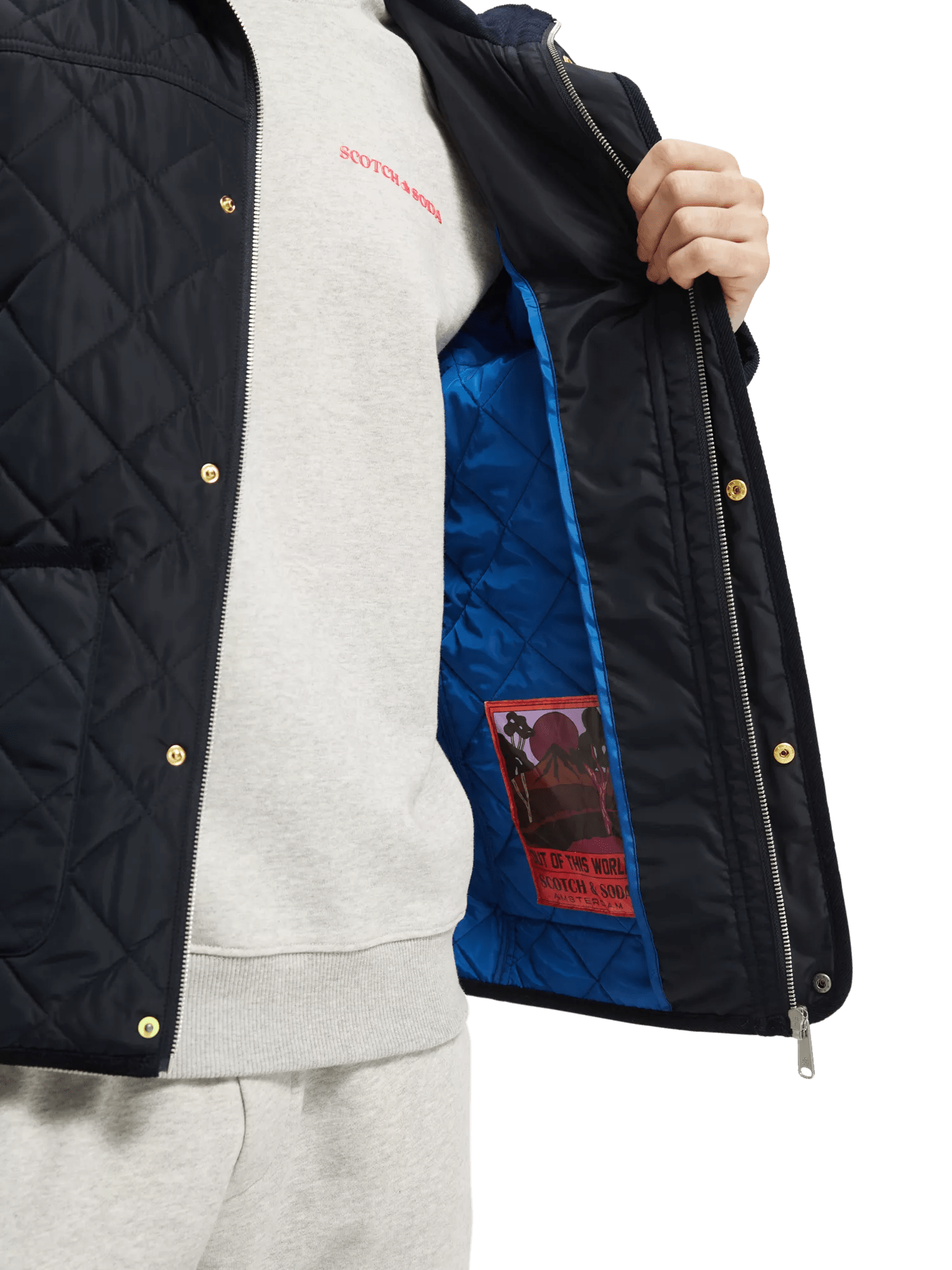 Scotch & Soda Corduroy-trimmed quilted jacket NHD-DTL1