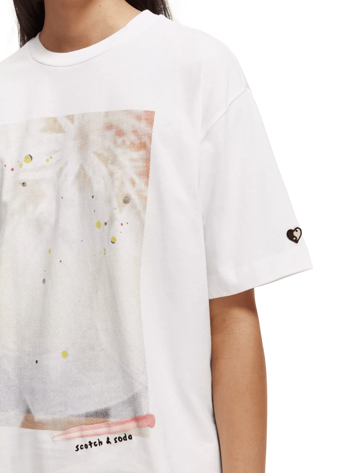Scotch & Soda Pixel flower loose fit T-shirt in Organic Cotton NHD-DTL1