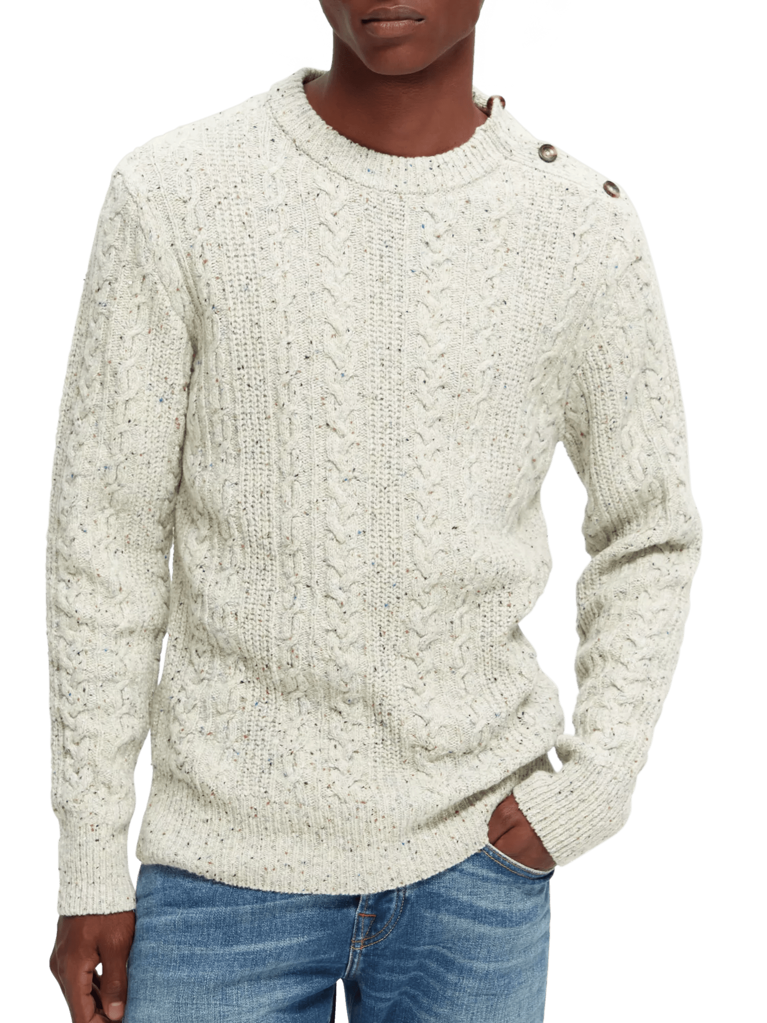 Cable knit wool-blended sweater