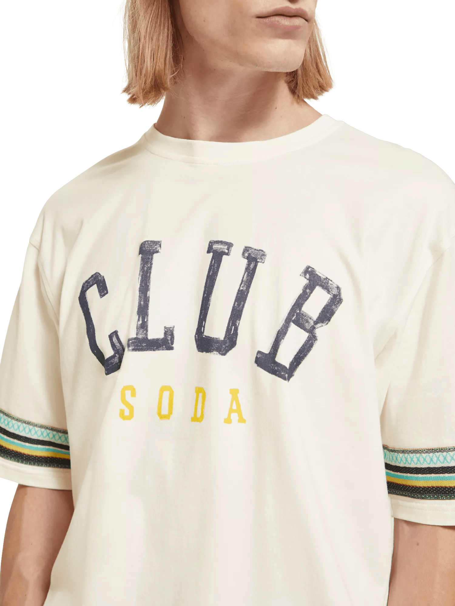 Scotch & Soda Relaxed fit club soda applique T-shirt in Organic Cotton 174587_0001_MDL_DTL1