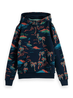 Scotch & Soda Cotton In Conversion relaxed-fit all-over printed hoodie FNT
