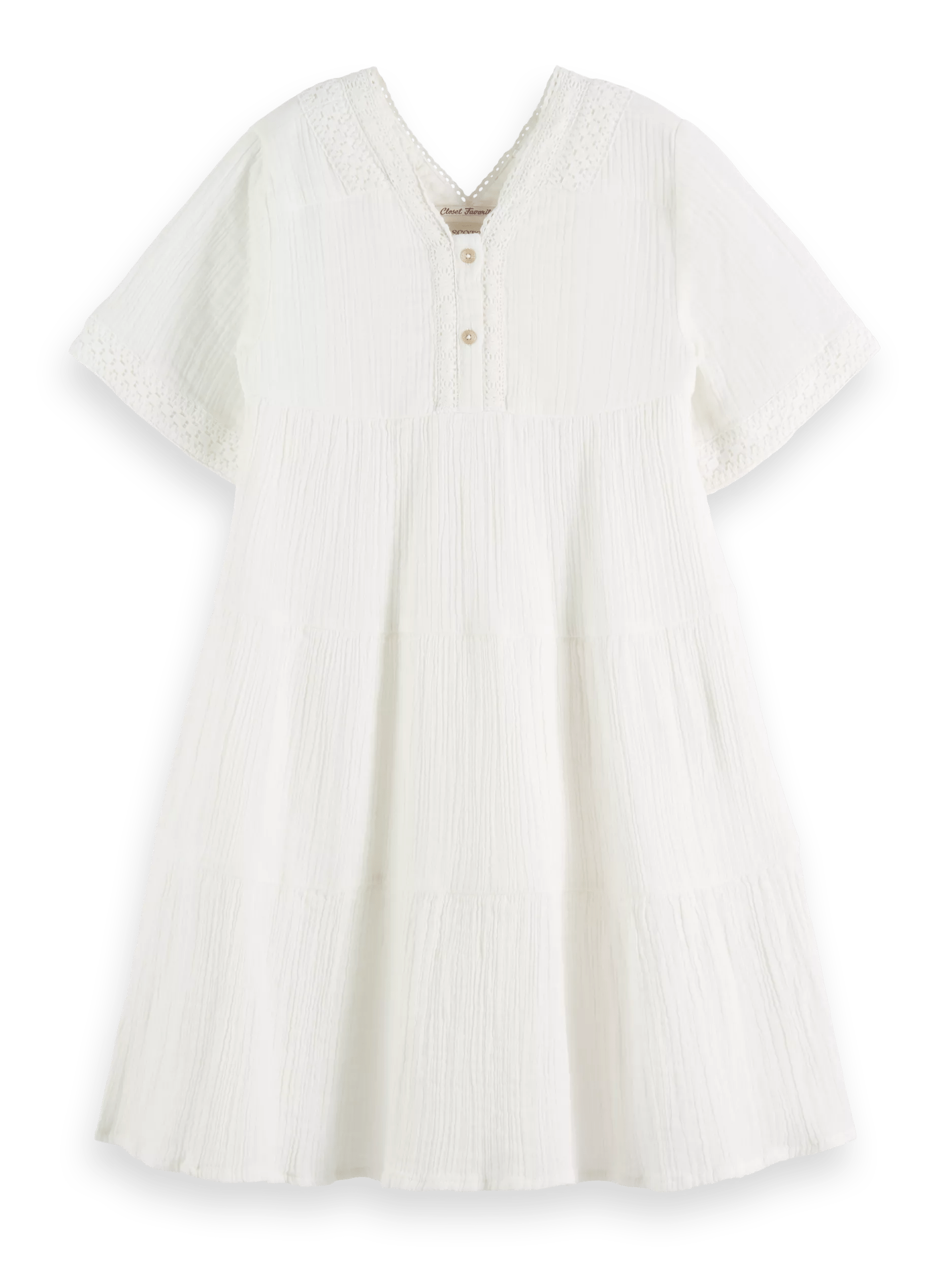Scotch & Soda Lace detail crinkle cotton midi dress FNT
