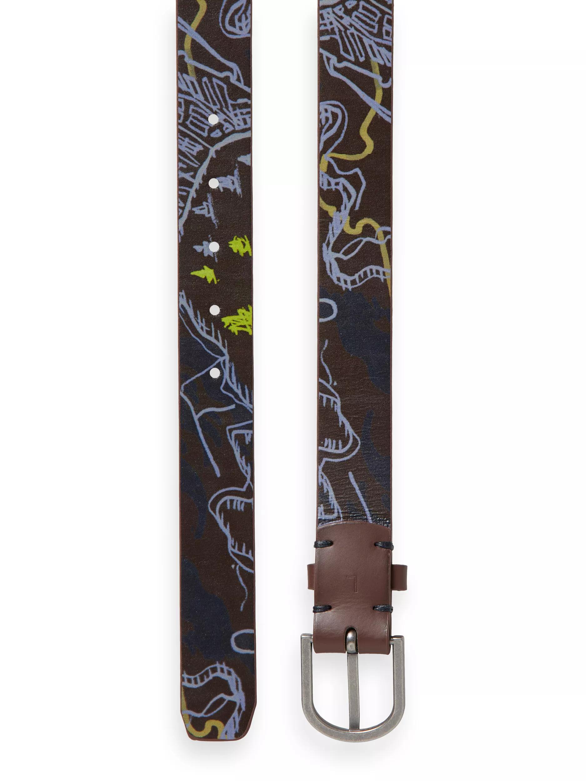Scotch & Soda Recycled leather belt with printed lining DTL2