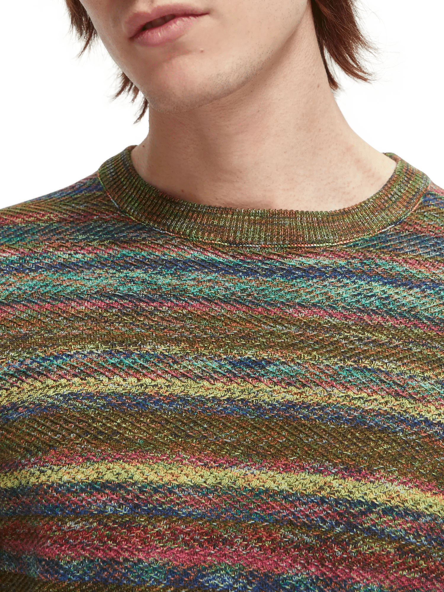 Structured space-dye crewneck sweater