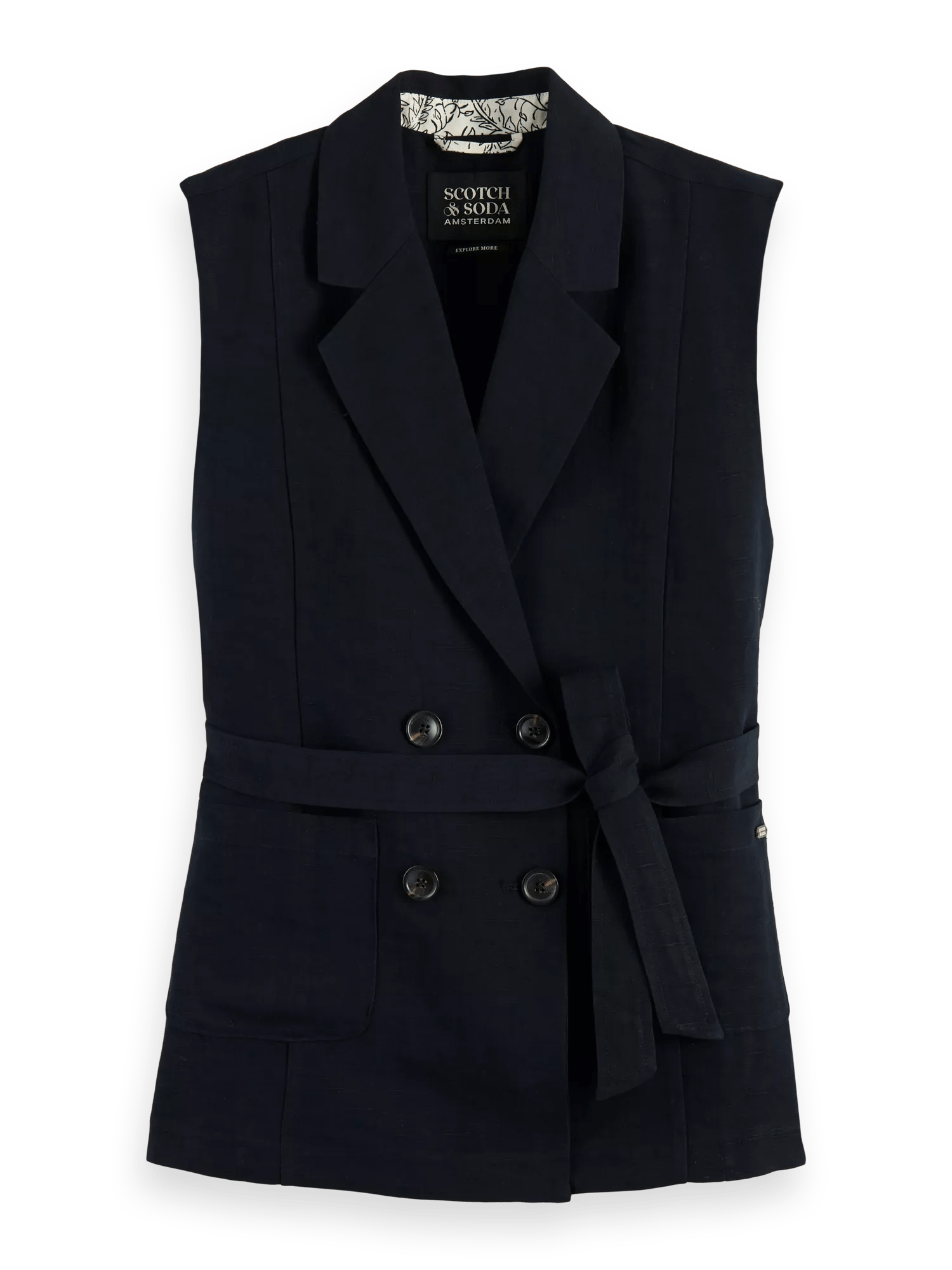 Scotch & Soda Belted double-breasted gilet FNT