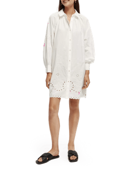 Scotch & Soda Shirt dress with embroidery detail in Organic Cotton NHD-FNT