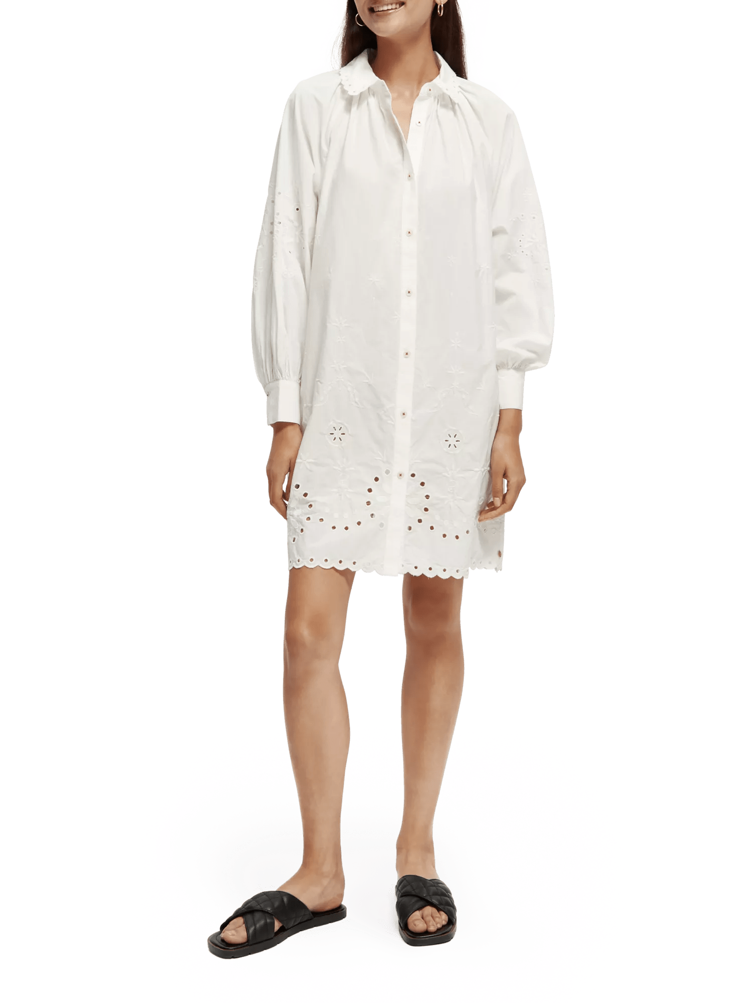 Scotch & Soda Shirt dress with embroidery detail in Organic Cotton NHD-FNT