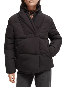 Scotch & Soda Asymmetrical V-neck puffer jacket NHD-CRP