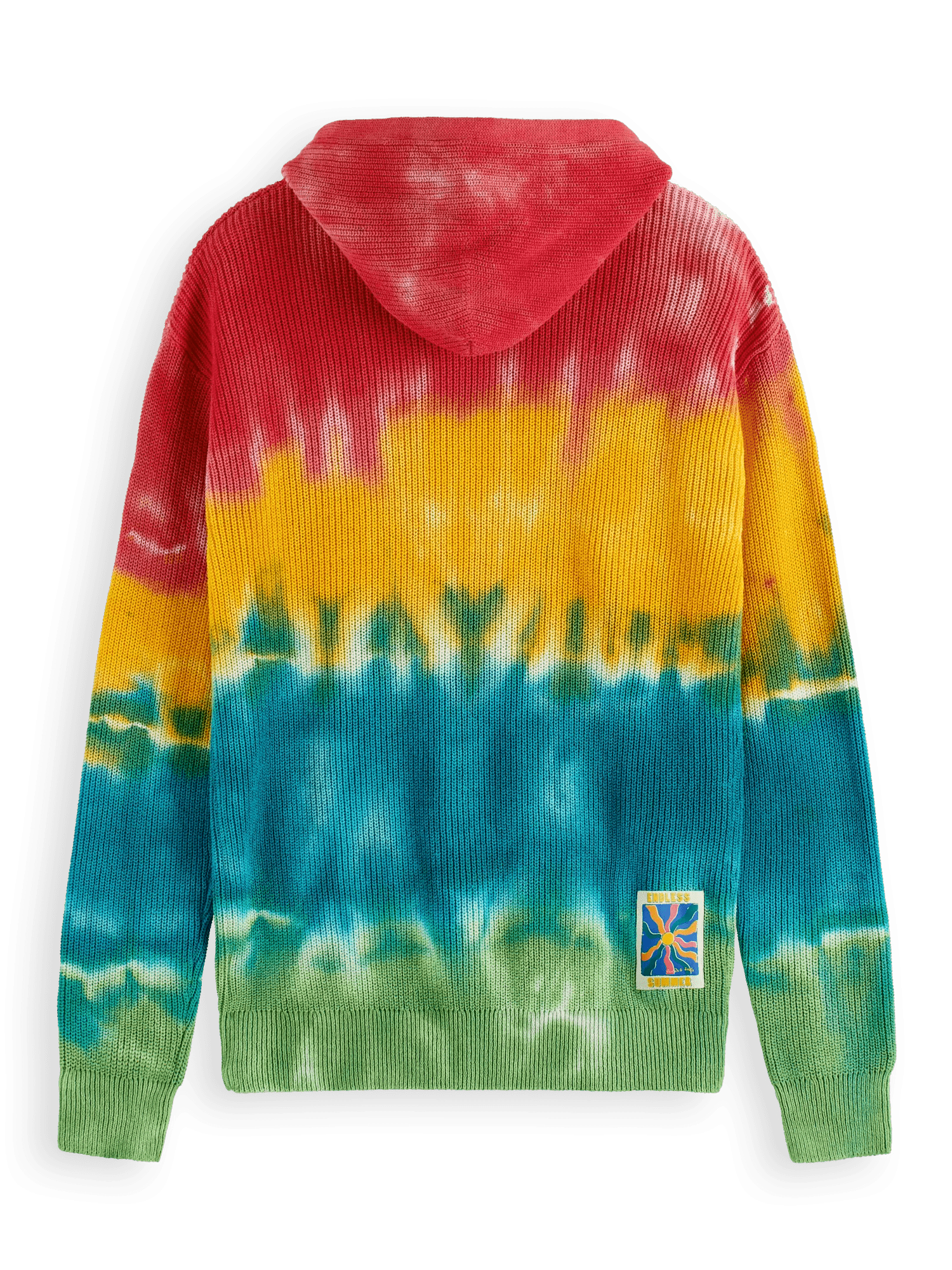 Scotch & Soda Tie-dyed rib knitted cotton hoodie BCK