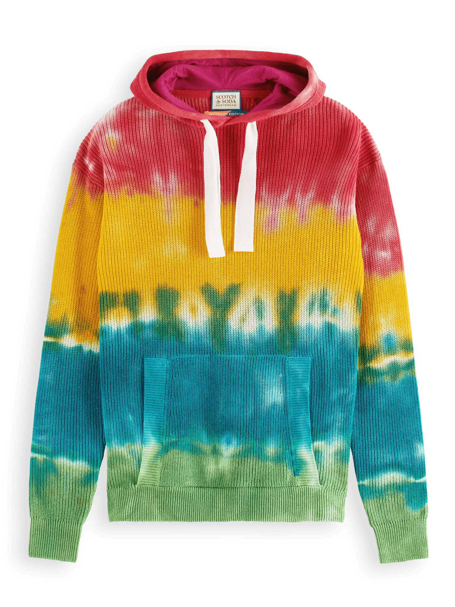 Scotch & Soda Tie-dyed rib knitted cotton hoodie FNT