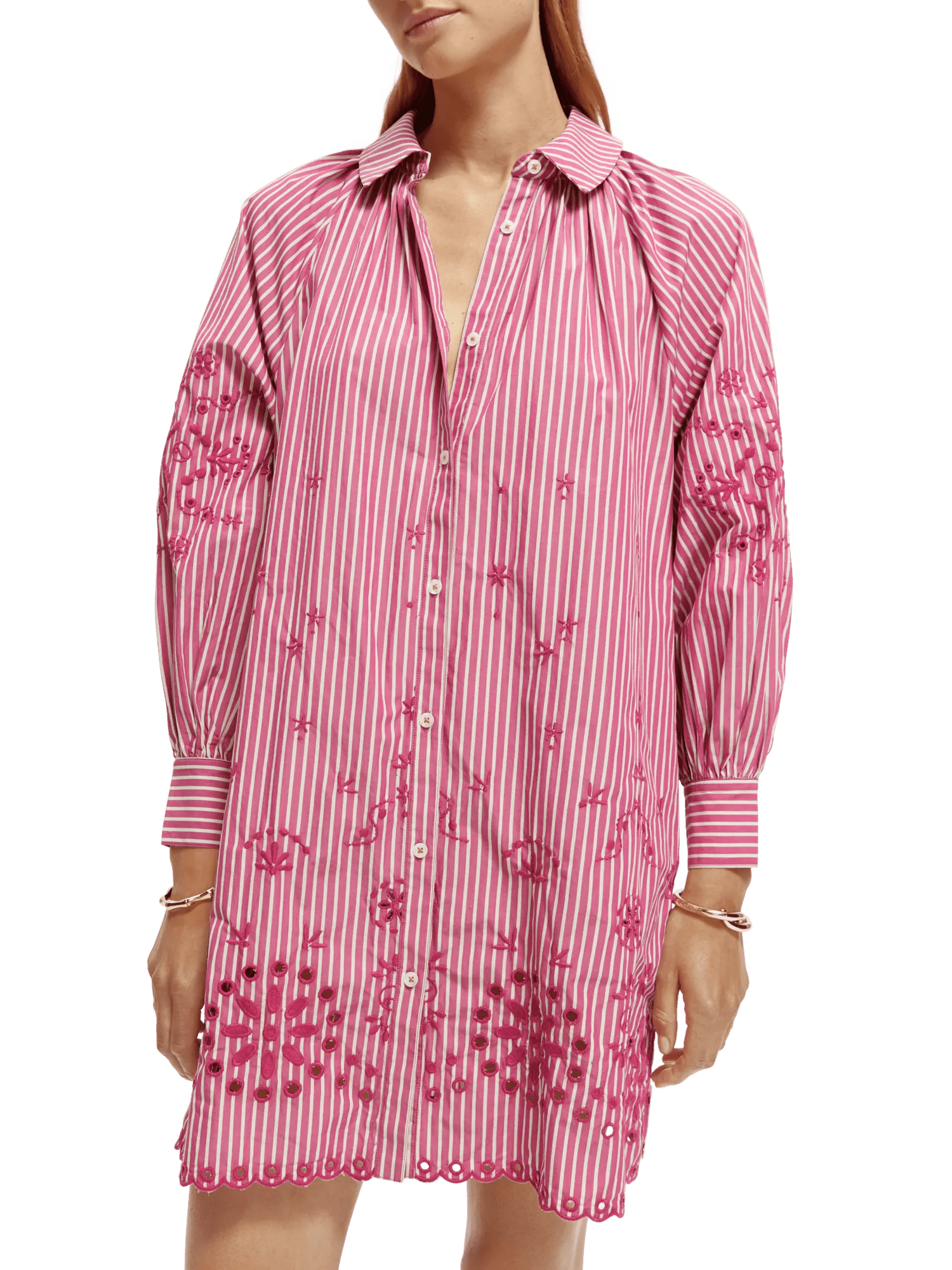 Scotch & Soda Striped shirt dress with embroidery detail in Organic cotton NHD-DTL1