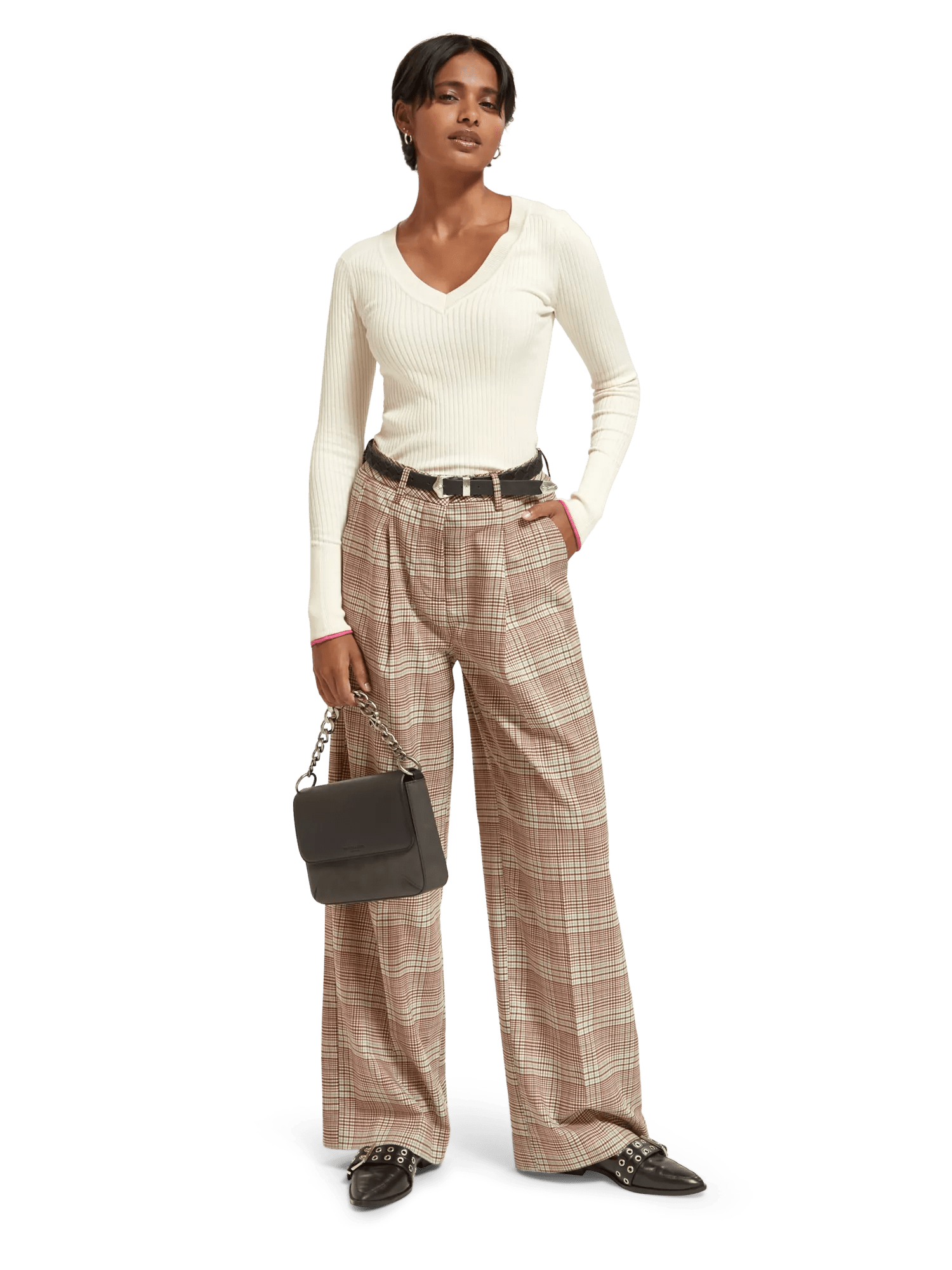 Scotch & Soda The Rose high-rise pleated wide-leg trousers MDL-FNT