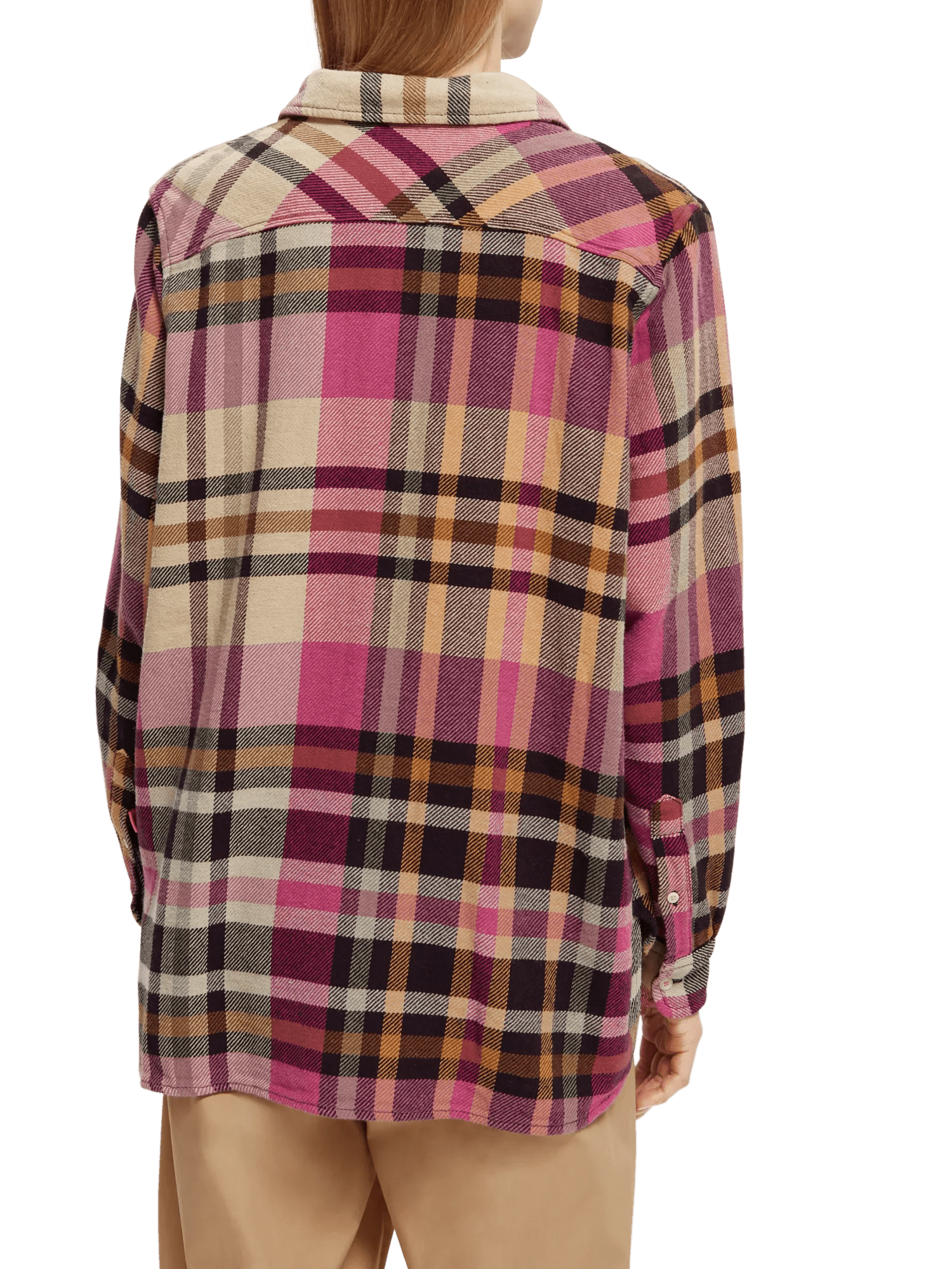 Scotch & Soda Oversized fit checked brushed flannel shirt NHD-BCK