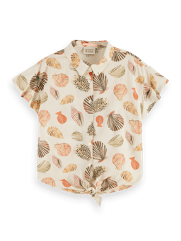 Scotch & Soda Knotted front all-over printed short-sleeved shirt FNT