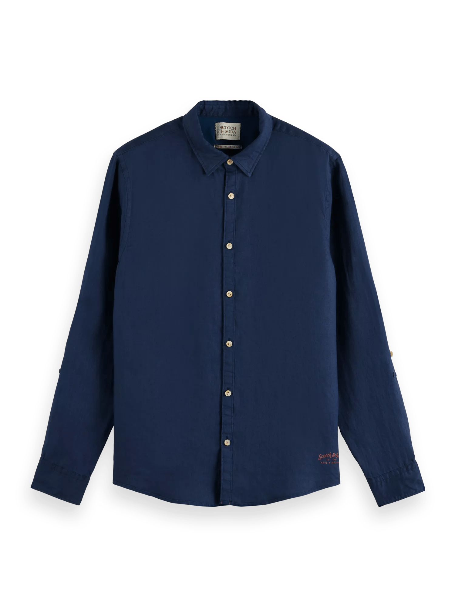 Scotch & Soda Slim fit linen shirt with sleeve adjustments DTL1