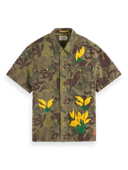 Scotch & Soda Printed Short sleeve twill shirt with special embroideries NHD-CRP