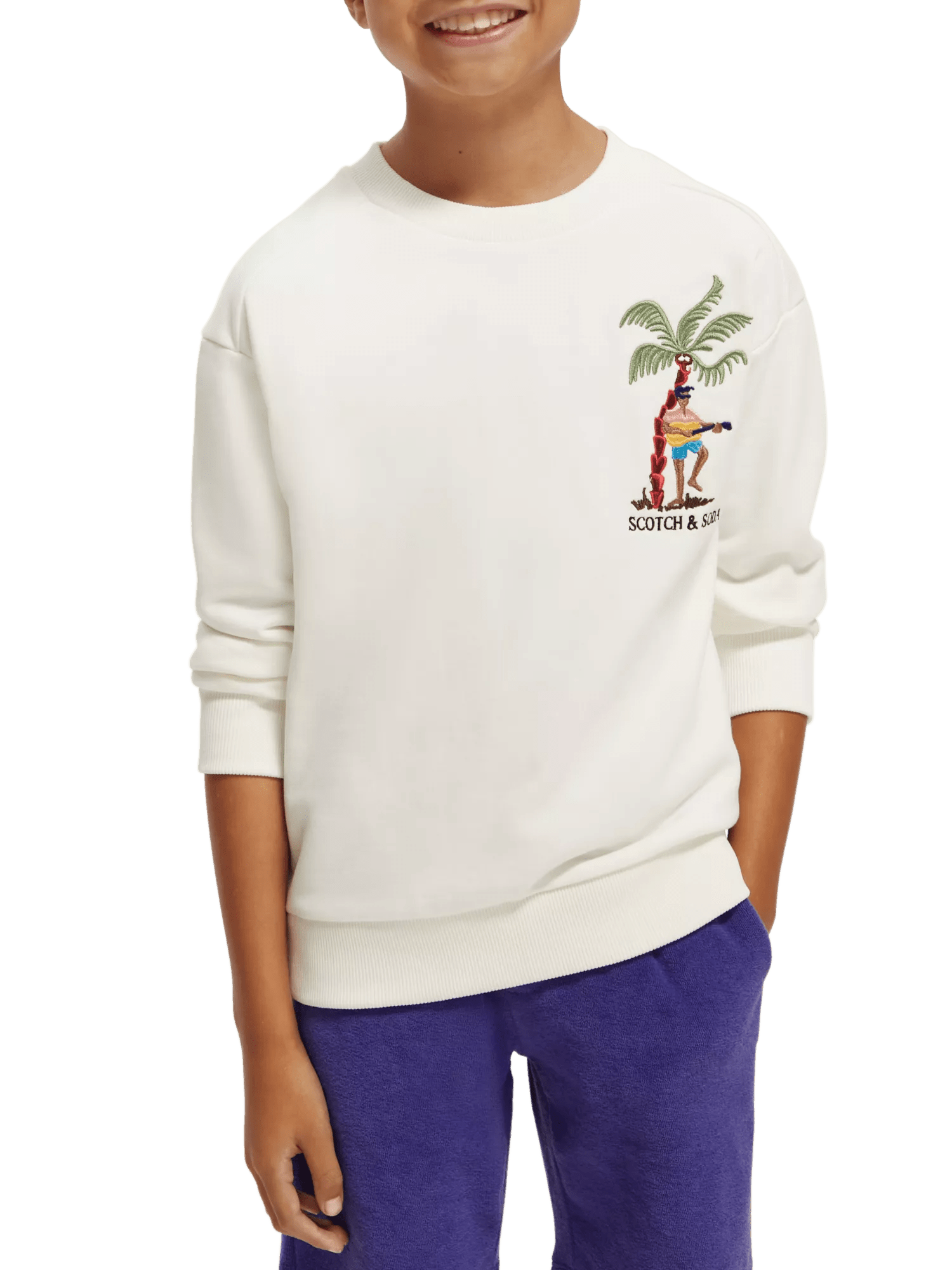 Scotch & Soda Relaxed-fit crewneck embroidered artwork sweatshirt NHD-CRP