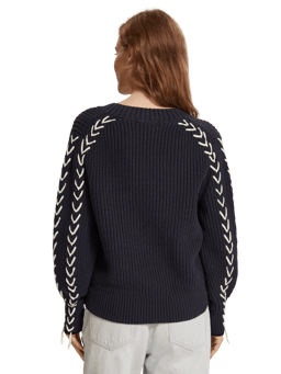 Scotch & Soda V-neck laced sweater MDL-BCK
