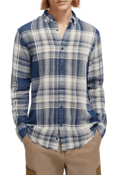 Scotch & Soda Light weight voile seersucker shirt in checks NHD-CRP