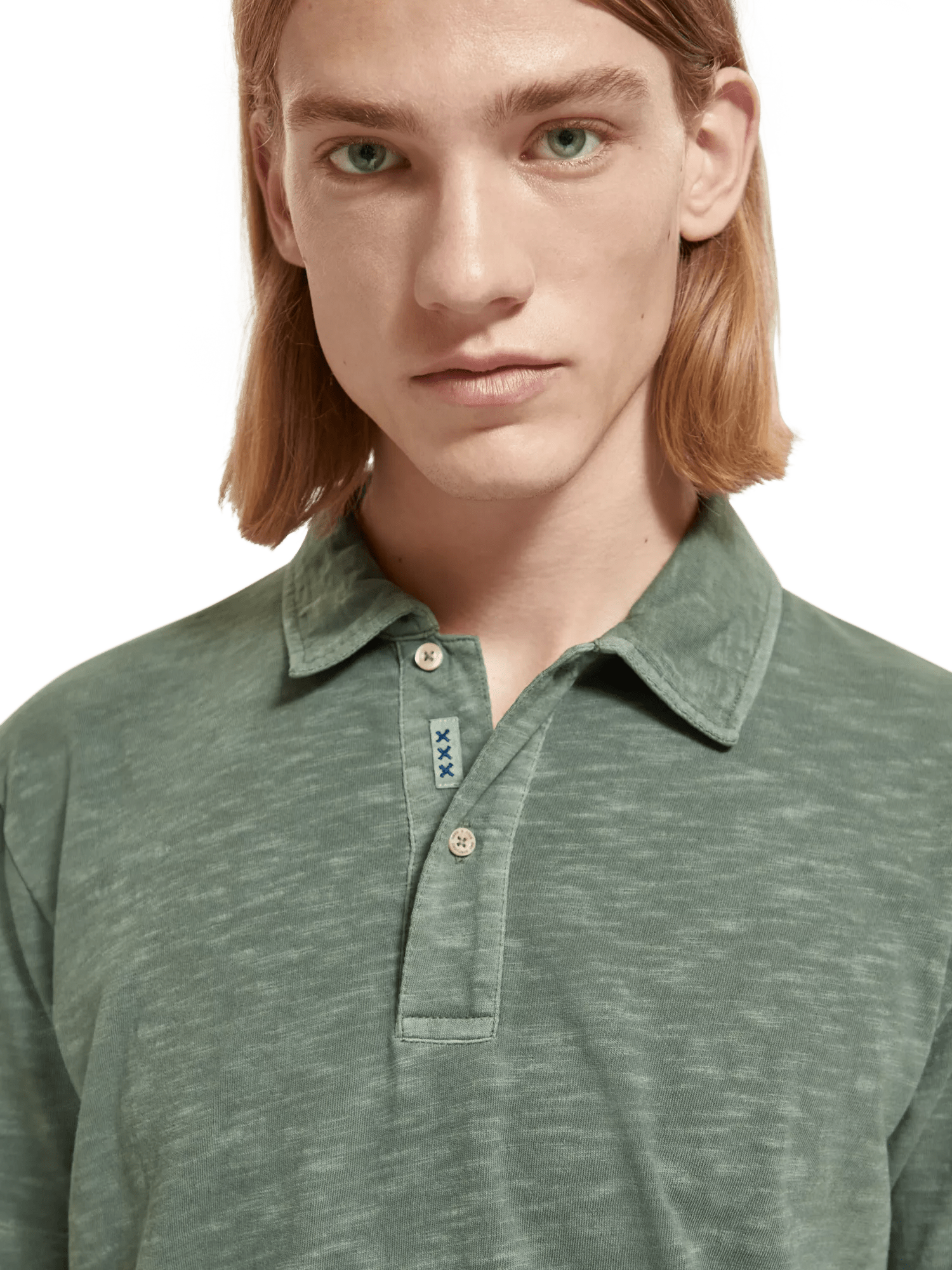 Scotch & Soda Garment-dyed jersey polo in Organic Cotton 174564_1081_MDL_DTL1