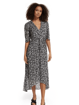 Scotch & Soda Floral midi dress with draped knot detail MDL-CRP
