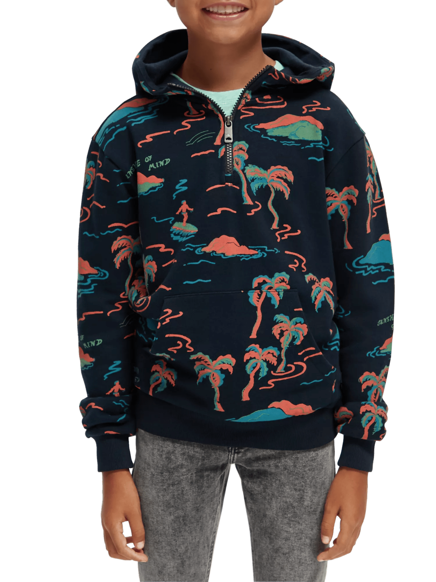 Scotch & Soda Cotton In Conversion relaxed-fit all-over printed hoodie NHD-CRP