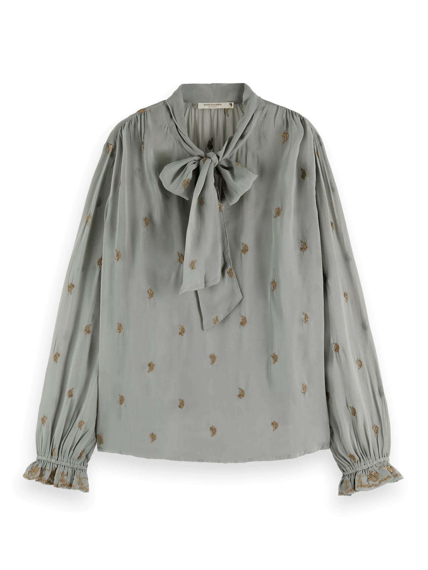 Scotch & Soda Embroidered neck-tie blouse FNT