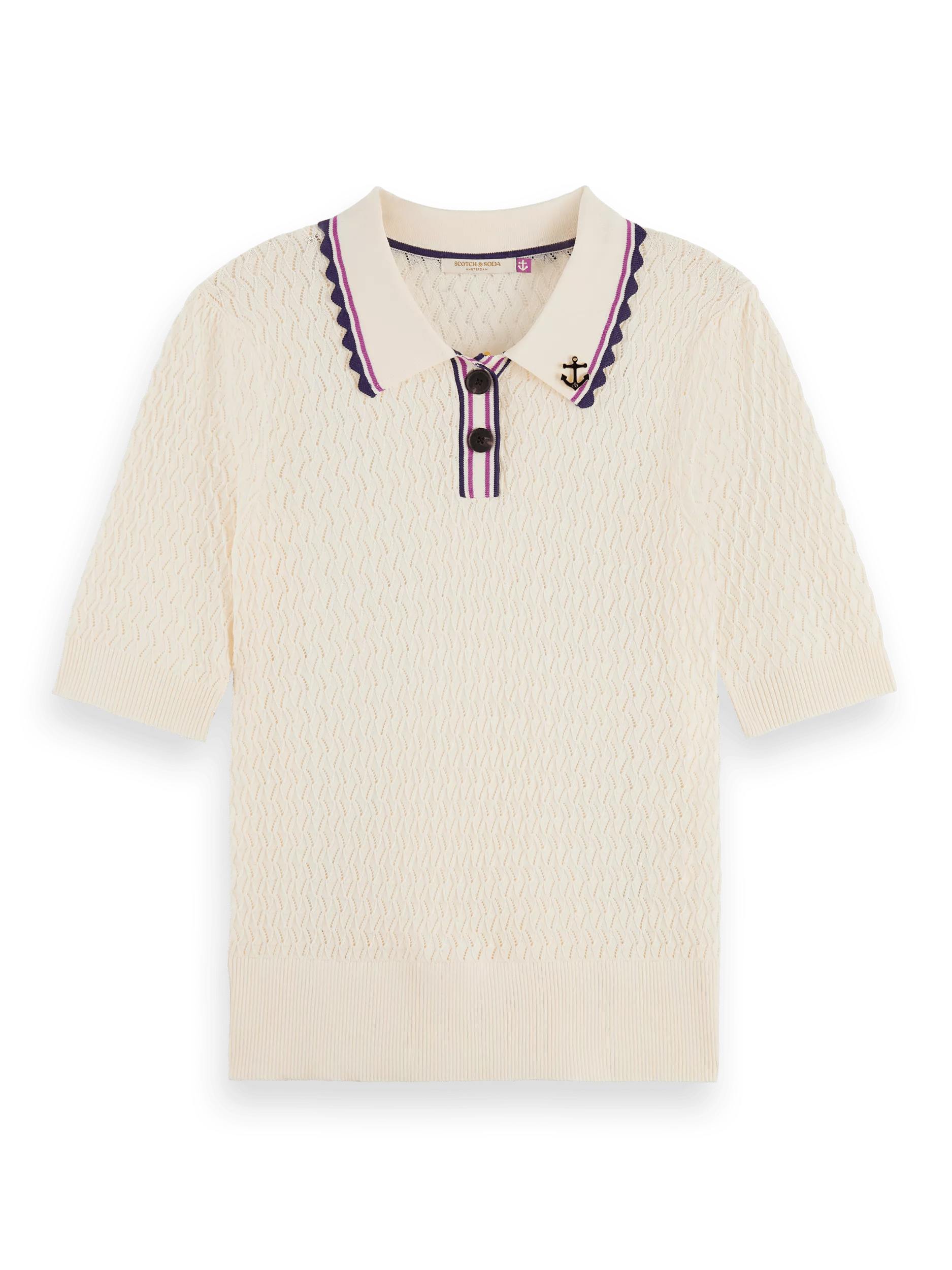 Scotch & Soda Pointelle knitted polo FNT