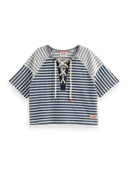 Scotch & Soda Striped boxy sweatshirt with lace-up detail MDL-CRP