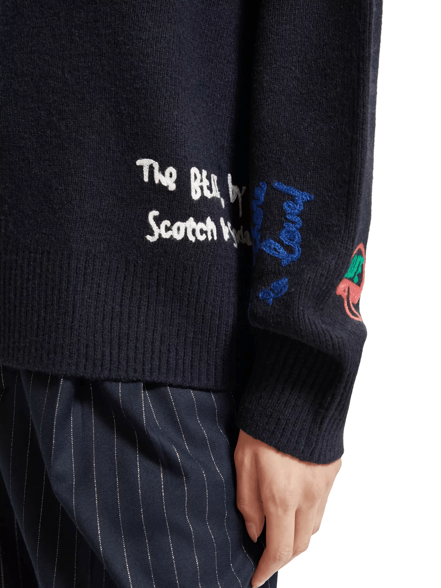 Scotch & Soda Embroidered varsity crewneck sweater MDL-DTL2