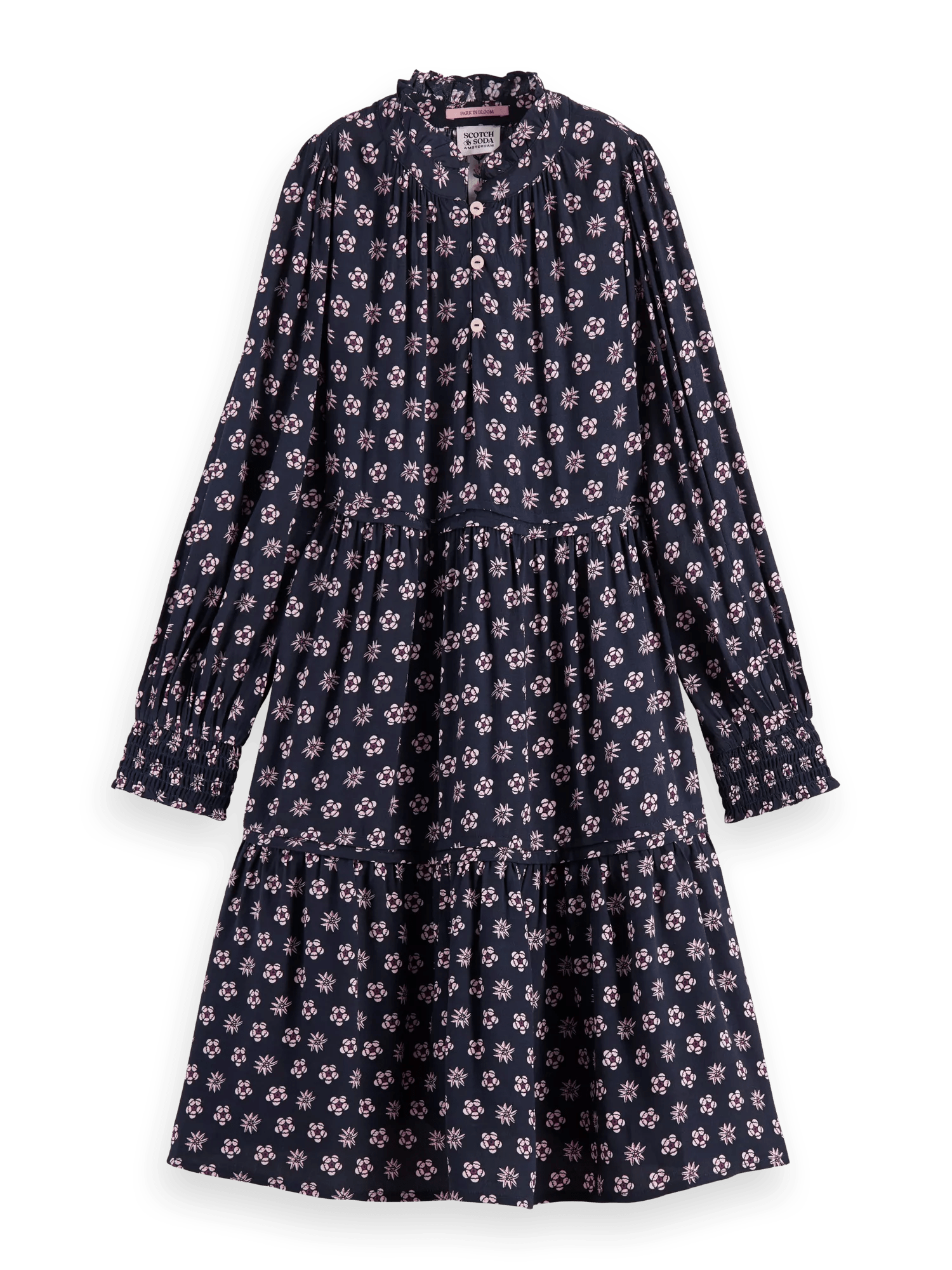 Scotch & Soda Long-sleeved all-over printed dress FNT