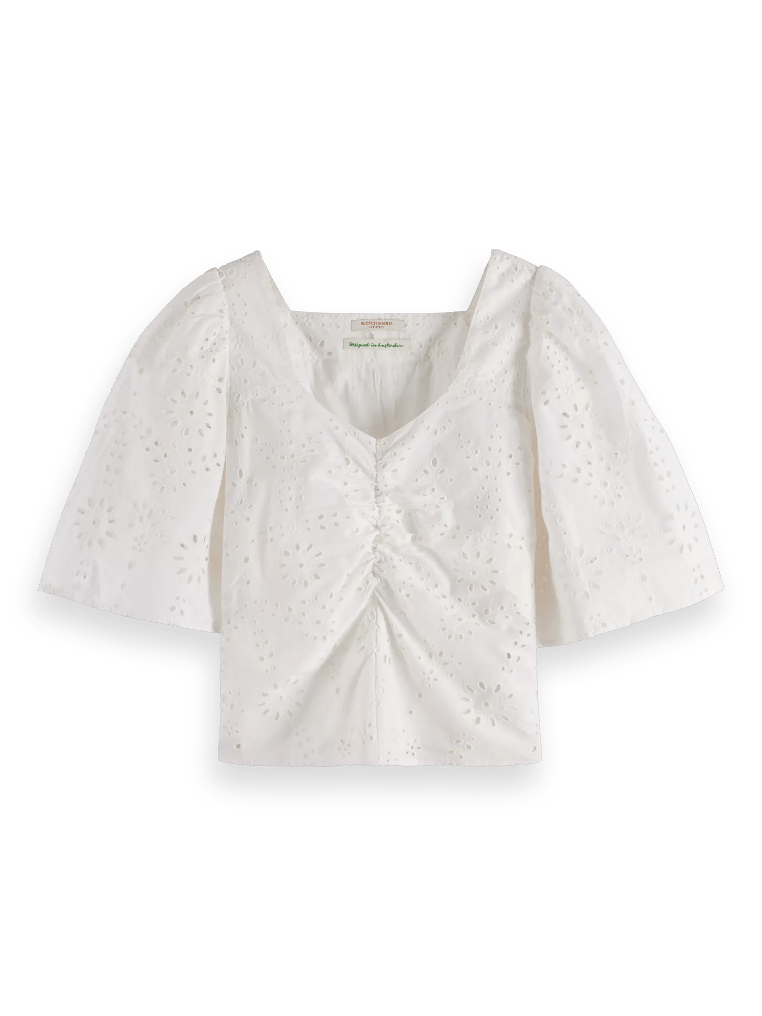 Scotch & Soda Ruched front flutter sleeve top FNT